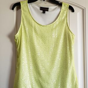 Bright yellow, sequined tank top.